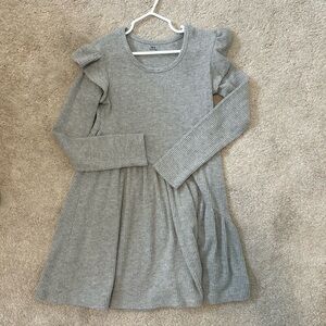 Gray Ribbed Kids Dress